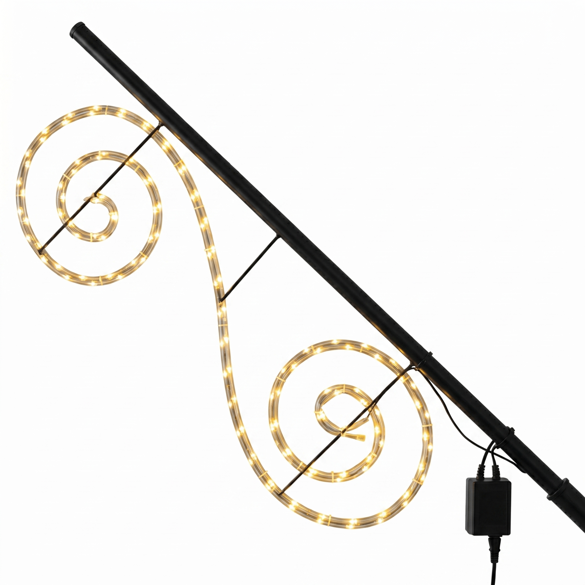 Twinkle Pole met vallende sterren bij een voordeur