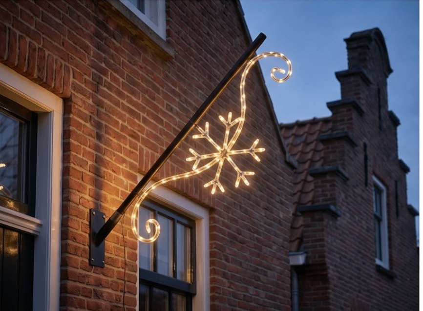 Sneeuwvlok Twinkle Pole bij een avondlucht