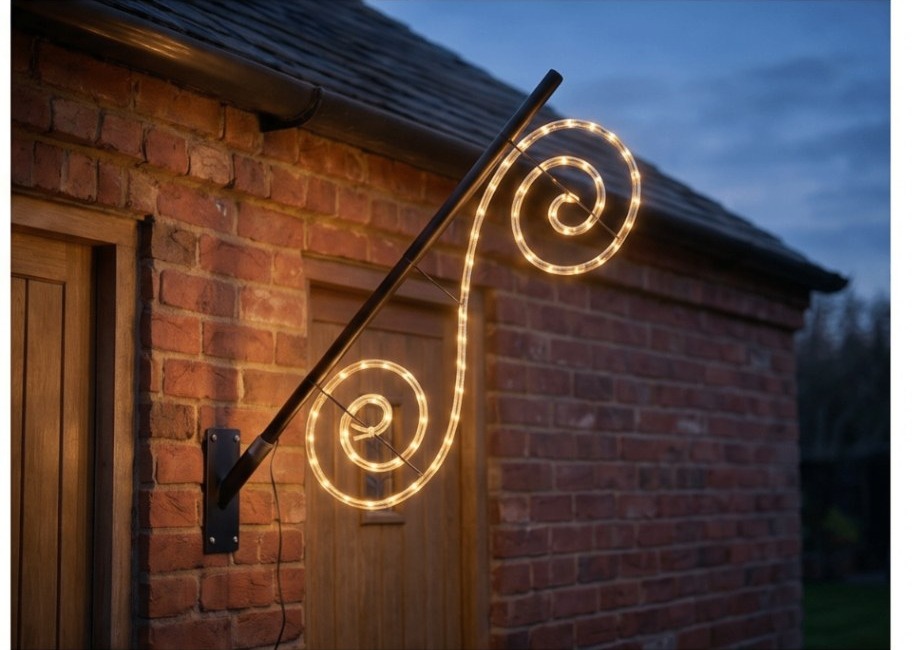 Curly Swirl Twinkle Pole detail aan de gevel